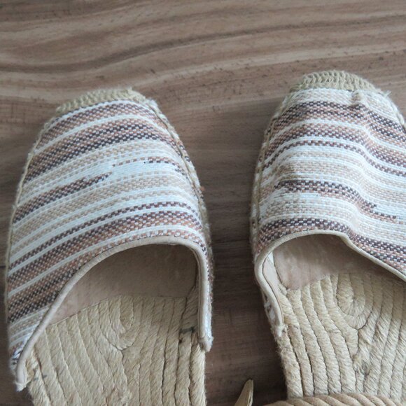 UGG Libbi Serape Leather Woven Espadrilles Flat Shoes in Beige Cream - Size US 8 - Picture 11 of 15